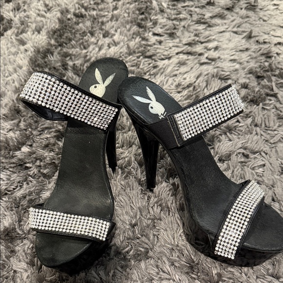 PLAYBOY Shoes - PLAYBOY Black and Silver Studded Heels
